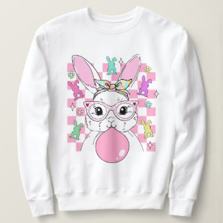 Frauen rückwirkend Kariert Pink Ostersonne Sweatshirt
