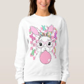 Frauen rückwirkend Kariert Pink Ostersonne Sweatshirt (Vorderseite)