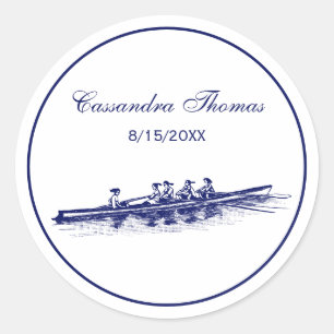 Frauen Rudern Ruderer Crew Team Wassersport Blau Runder Aufkleber