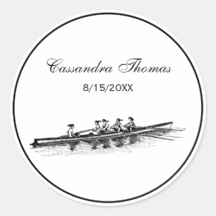 Frauen Rudern Ruderer Crew Team Wassersport Schwar Runder Aufkleber