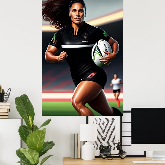 Frauen-Rugby-Kunstdrucke Poster (Heimbüro)