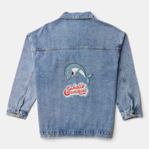 Frauen, s Dolphin Art Design Denim Jean Jacket Jeansjacke