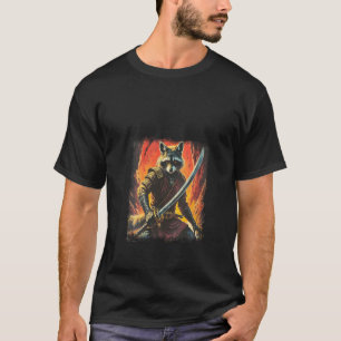 Frauen Samurai Waschbär Japanische Sumi e Kunst Ka T-Shirt