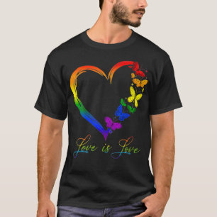 Frauen Schmetterling Herz Regenbogen Liebe Ist Lie T-Shirt