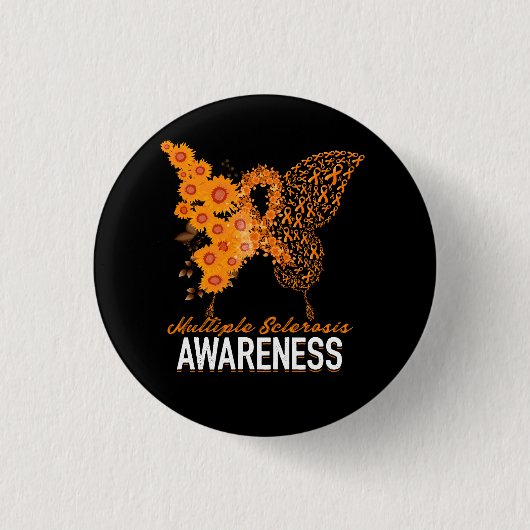 Frauen Schmetterling Multipler Sklerose MS Bewusst Button (Vorderseite)
