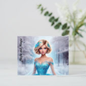 Frauen schnee helle magische Fantasie elegant Postkarte (Stehend Vorderseite)
