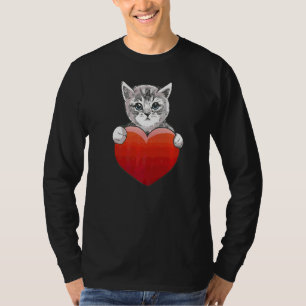 Frauen schöne Katze Graue Katze mit Herz T-Shirt