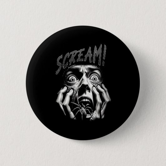 Frauen Schrei Horror Gesicht Seitlicher Terror Gru Button (Vorderseite)