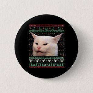 Frauen schreien bei einer Katze, die zu Weihnachte Button