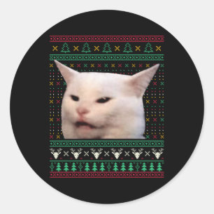 Frauen schreien bei einer Katze, die zu Weihnachte Runder Aufkleber