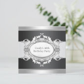 Frauen Schwarz 40. Geburtstag Einladung (Stehend Vorderseite)
