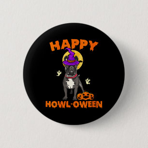 Frauen Schwarz Französische Bulldogge Hexe Kostüm Button