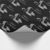 Frauen schwarz-silberne High Heels jede Zahl Gebur Geschenkpapier (Ecke)