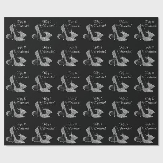 Frauen schwarz-silberne High Heels jede Zahl Gebur Geschenkpapier (Flach)