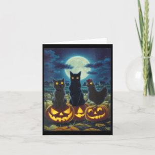 Frauen Schwarze Katze Hund Huhn Halloween Kürbis Karte