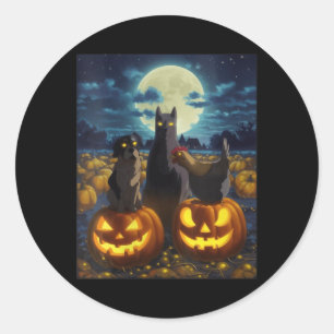 Frauen schwarze Katze Hund Huhn Halloween Kürbis Runder Aufkleber