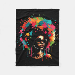 Frauen Schwarze Königin Dripping Afro Girl Melanin Fleecedecke