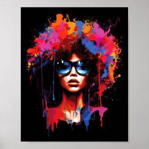 Frauen schwarze Königin treiben Afro Melanin Junet Poster