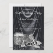 Frauen schwarzer Silberschuss irgendeine Zahl Gebu Einladung (Vorderseite)