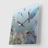 Frauen schwimmen unter Wasser mit Schildkröte Quadratische Wanduhr (Winkel)