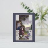 Frauen sehen drei Kreuze in der Kälte Postkarte (Stehend Vorderseite)