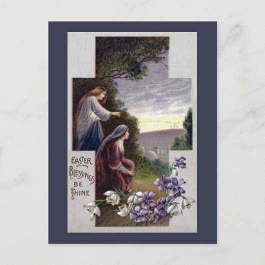 Frauen sehen drei Kreuze in der Kälte Postkarte (Vorderseite)