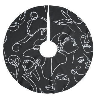 Frauen sehen sich Abstrakt Zeichnend Muster gegenü Polyester Weihnachtsbaumdecke