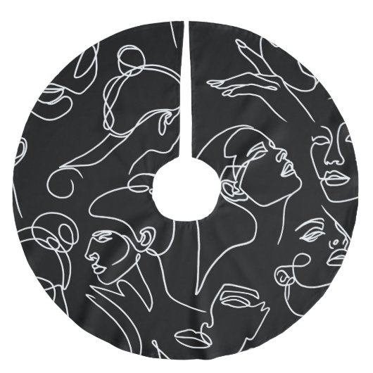 Frauen sehen sich Abstrakt Zeichnend Muster gegenü Polyester Weihnachtsbaumdecke (Vorderseite)