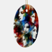 Frauen sehen sich abstrakten Aquarellfarben gegenü Keramik Ornament (Rechts)