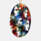 Frauen sehen sich abstrakten Aquarellfarben gegenü Keramik Ornament (Links)