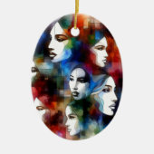 Frauen sehen sich abstrakten Aquarellfarben gegenü Keramik Ornament (Vorne)