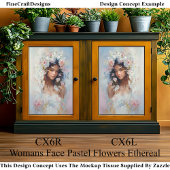 Frauen sehen sich pastellfarbenen Blume gegenüber  Seidenpapier