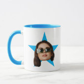 Frauen sehen sich Star Funny Gift, Blue Star Face Tasse (Links)