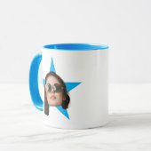 Frauen sehen sich Star Funny Gift, Blue Star Face Tasse (Vorderseite Links)