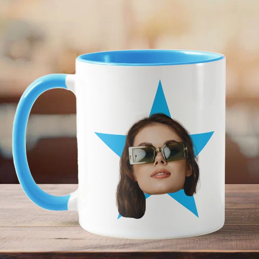 Frauen sehen sich Star Funny Gift, Blue Star Face Tasse