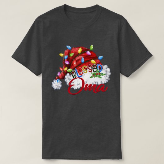 Frauen Selige Oma Weihnachtsmannmütze Xmas Light T-Shirt (Design vorne)