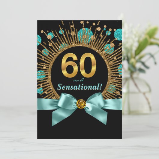 Frauen Sensationell 60. Geburtstag Einladung (Stehend Vorderseite)