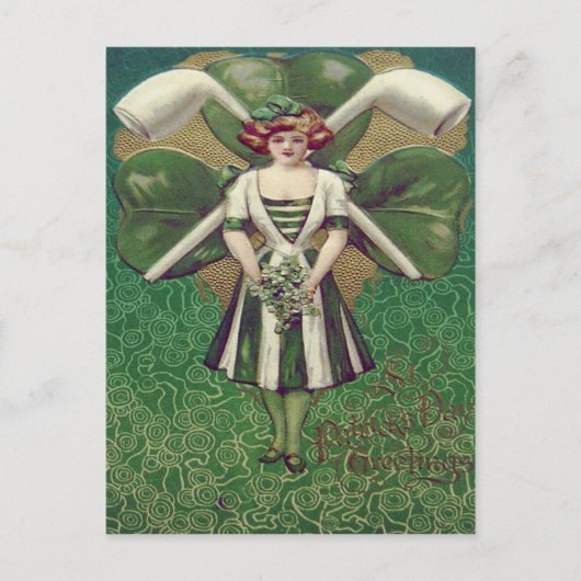 Frauen Shamrock Tonpfeife Postkarte (Vorderseite)