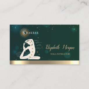 Frauen Silhouette Chakras Yoga-Lehrer Grün Visitenkarte