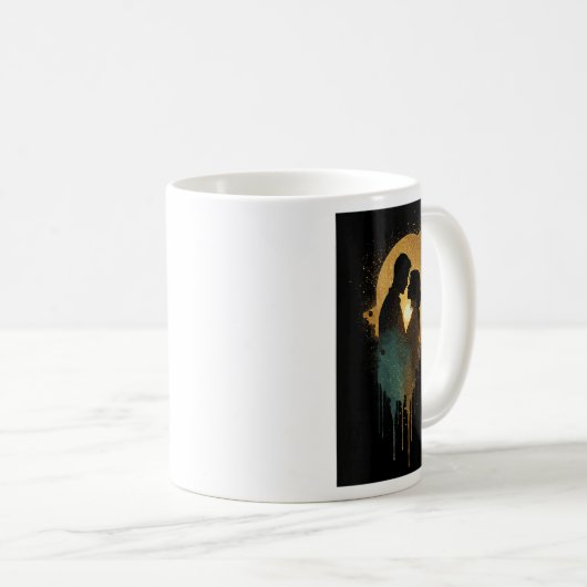 Frauen Silhouette liebt das Küssen von Datum zusam Kaffeetasse (VorderseiteRechts)