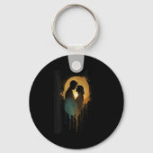 Frauen Silhouette liebt das Küssen von Datum zusam Schlüsselanhänger (Vorderseite)