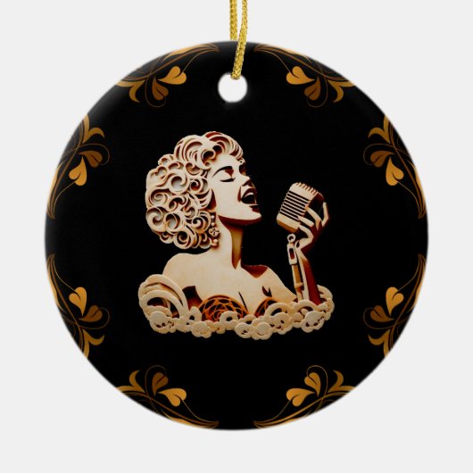 Frauen singen Papier Kunsthandwerk Keramik Ornament (Vorne)