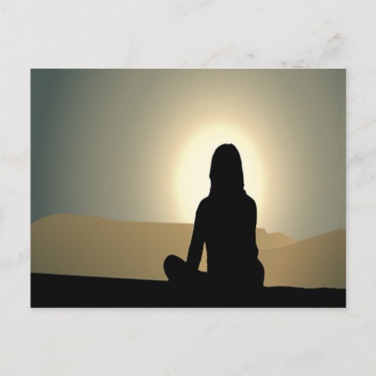 Frauen sitzen Sunset Silhouette Postkarte (Vorderseite)