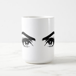 Frauen Sketch Augenbrauen Kaffeetasse
