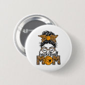 Frauen Sketll Mama Game Day Messy Bun Leopard Blea Button (Vorne & Hinten)