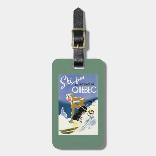 Frauen-Skifahren - englisches und französisches Gepäckanhänger (Vorderseite vertikal)