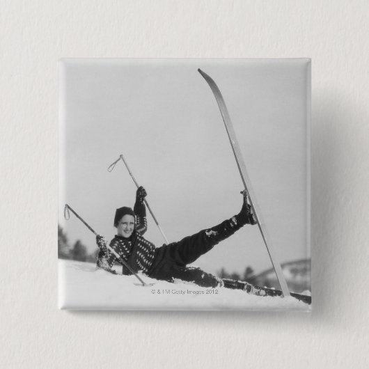 Frauen-Skifahrer 2 Button (Vorderseite)