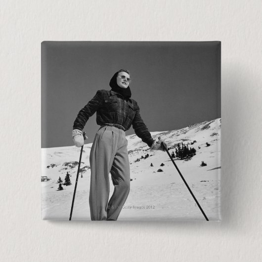Frauen-Skifahrer Button (Vorderseite)