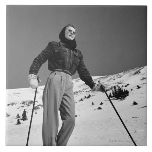 Frauen-Skifahrer Fliese (Vorderseite)