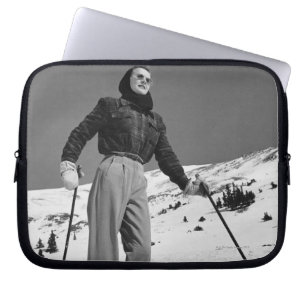 Frauen-Skifahrer Laptopschutzhülle